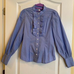 Banana Republic 100% cotton ruffle button down blouse. X-small. Ruched details